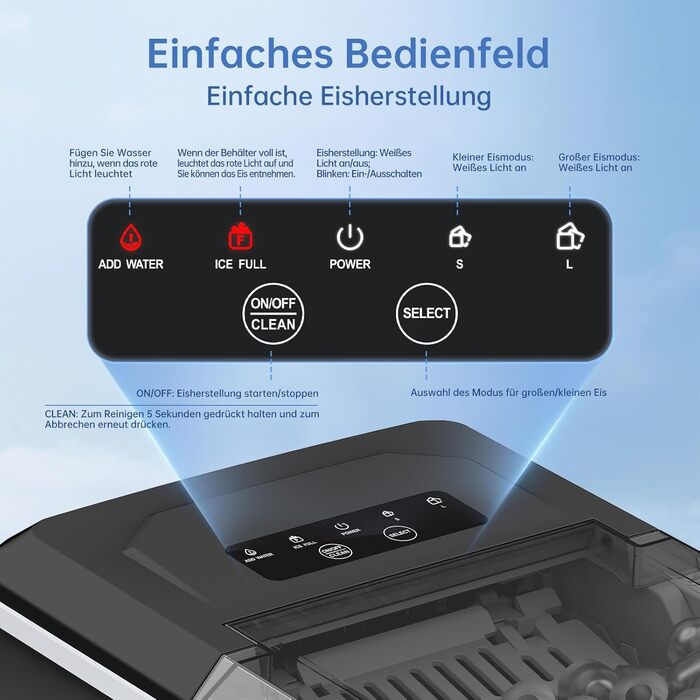 Машина для приготування льоду Ice Maker 1.3л, чорна, для кухні, офісу, барів, вечірок. Швидке приготування 9 кубиків за 6 хвилин, самоочищення, тиха робота.