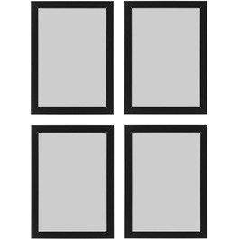 Рамка для картин Ікеа Фіскбо, формату А4, 21 х 30 см, Чорна, 4 шт., картон, ДВП, фольга, полістирол, акрилова фарба, картон