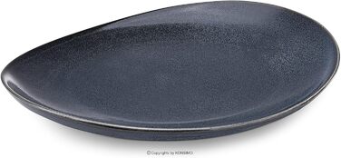Тарілка для сніданку Konsimo 6P - Набір з 6 пиріжкових тарілок - Десертна тарілка з твердого фарфору - TIME BLACK Сучасні маленькі тарілки - 22x19 см - Чорний