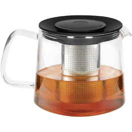 Чайник 'Tea-Time з ситечком з нержавіючої сталі, 1,0-літровий чайник з боросилікатного скла, фільтр для заварки чаю з нержавіючої сталі з кришкою