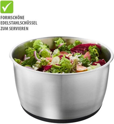 Салатниця GEFU з кришкою для зберігання, 3л, пластикова чаша з вбудованим ситом та ручним приводом, чорно-сіра