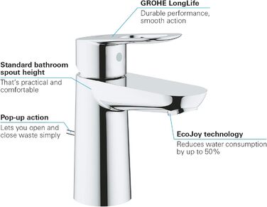 Змішувач для ванної кімнати Grohe BauLoop, водозберігаючий, хром, 23335000