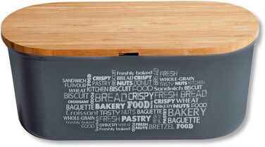 Хлібниця Kesper, меламін/бамбук, 34x14x18см, сіра/коричнева