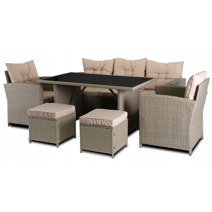 Комплект садових меблів із техноротанга MEBEL ELITE, бежевий, 6 предметів