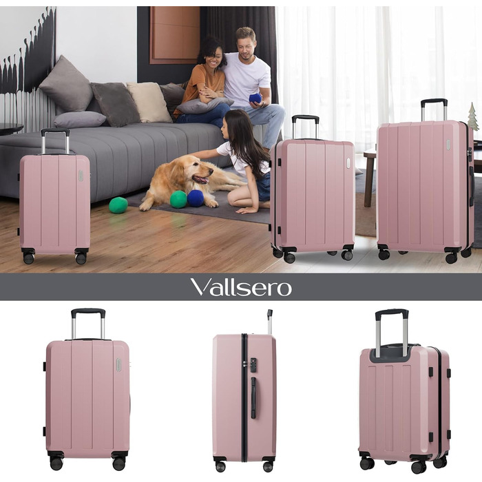 Набір валіз Vallsero: 5 шт., ABS, TSA-замок, рожеве золото. Чемодани, валізи, дорожні сумки, набір валіз