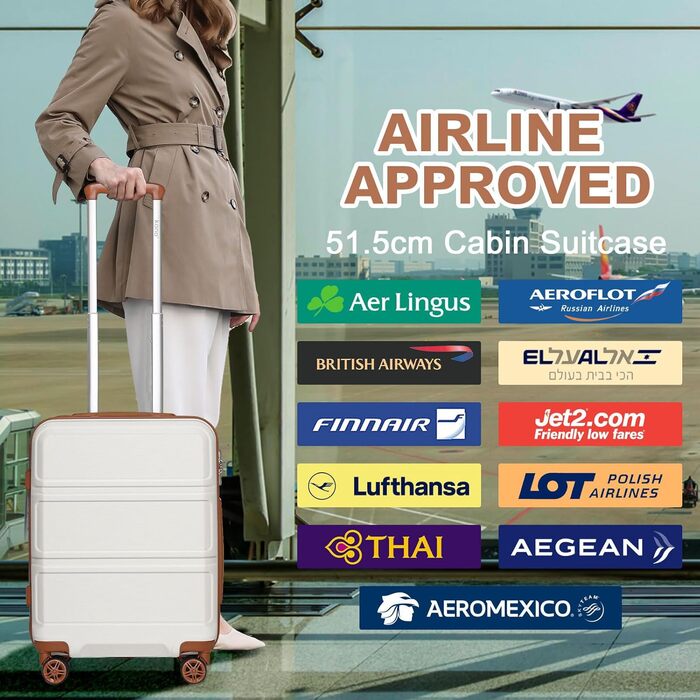 Чемодан середнього розміру KONO 24 дюйми з ABS, TSA-замком та 4 колесами (65×44×25.5 см)