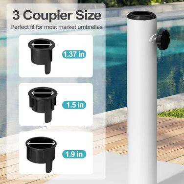 Підставка для парасольки на терасу, 18,1 кг, міцна квадратна підставка з бетону, підставка для ринку з текового дерева (з колесами) (Білий/розкішний сад)