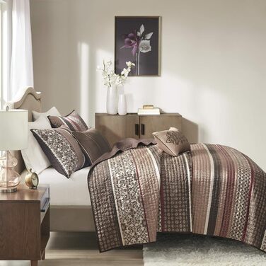 Ковдра Madison Park Jacquard Luxe Design, оверсайз King, Princeton Red, набір з 5 предметів