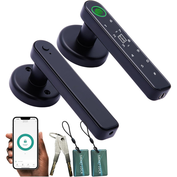 Розумний замок з відбитком пальця, 5-в-1, автоматичний дверний замок з керуванням через додаток/відбитком пальця/IC-картками/паролем/резервним ключем, електронні цифрові замки, підходить для розумних дверей