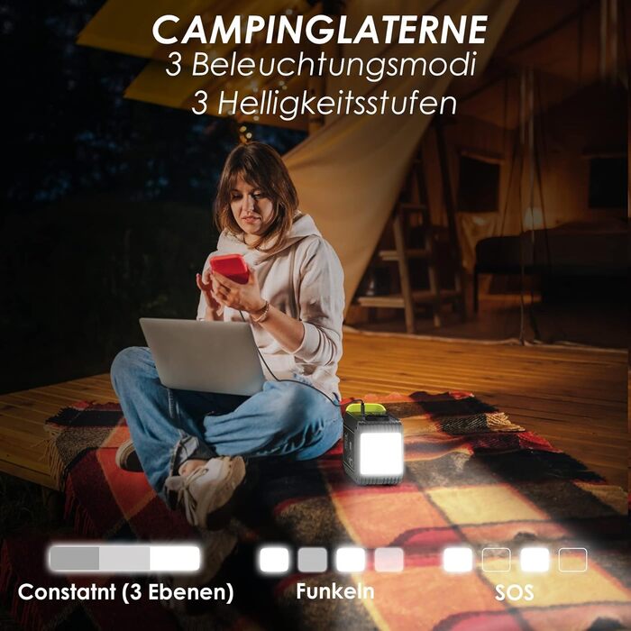 Портативна електростанція MARBERO M82 88Wh: Сонячний генератор з LED ліхтариком, 230V AC, 120W, для кемпінгу, подорожей, дому та надзвичайних ситуацій