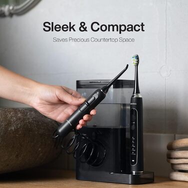 Aquasonic Home Dental Center PRO: електрична зубна щітка та іригатор для догляду за порожниною рота. Здорова посмішка та білі зуби. ADA-сертифіковано, чорний колір