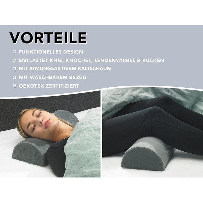 Подушка для колін XDREAM bequemes для тих, хто спить на боці | Ортопедична подушка для ніг з Memory Foam для полегшення болю в колінах та спині | Підтримка шиї та попереку | Знімний чохол (кальянковий пінопласт)