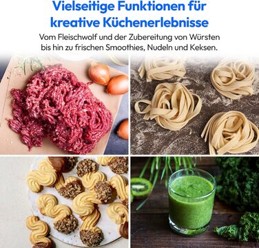 Кухонна машина MEDION MD18430: 3-в-1 (міксер, м'ясорубка, кухонний комбайн), 5 л чаша з нержавіючої сталі, 1200 Вт, подрібнювач, нарізувач, цифровий дисплей, чорний