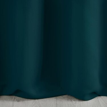 Затемнююча атласна щільна фіранка Eurofirany Logan Blackout- елегантна гладка однотонна м'яка фіранка з вишуканою гардиною для вітальні, спальні, вітальні (гофрована стрічка, бірюзовий колір, 135x270 см)