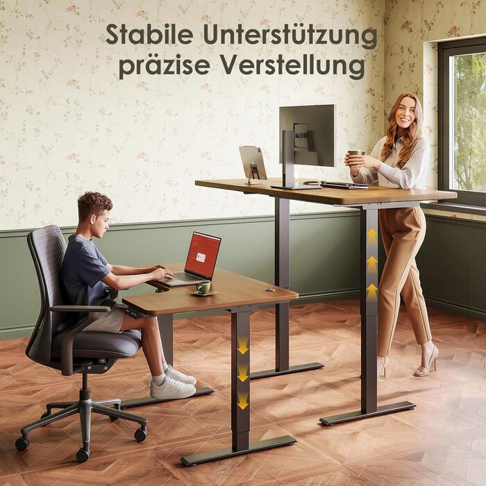 Регульований стіл OffiGo з 2 моторами: чорний, USB-C, 100-200 см, 3 пам'яті