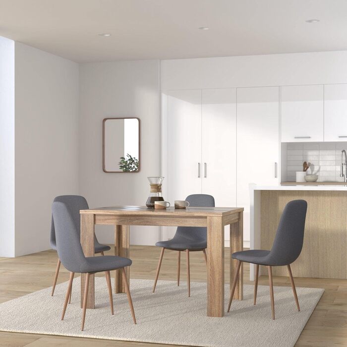 Обідній стіл byLIVING Nori: сучасний дизайн, ефект дуба, стільниця чорного або білого кольору, 140 x 80 см, висота 75 см