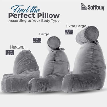 Велике читальне крісло-подушка Softbuy 78,7 см з підголовником, регульована XL-подушка для ліжка, м'яке крісло для дорослих з підлокітниками, ідеально для читання та відпочинку, велике X-Large