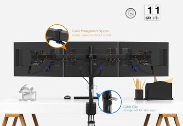 Підставка для моніторів BONTEC на 3 монітори, 13-24 дюйми, LED/LCD, регульована, VESA 75/100, чорна