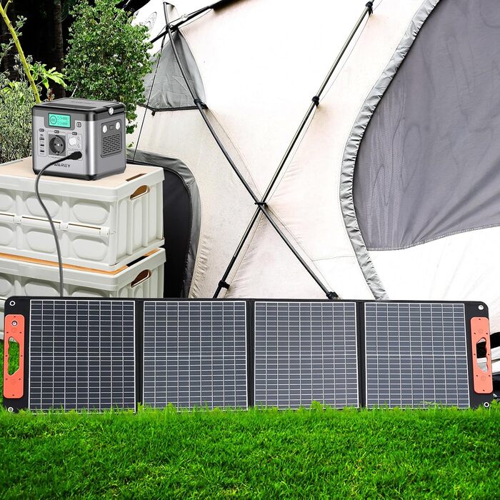 Портативна електростанція S500 з сонячною панеллю 100W, 518Wh сонячний генератор, 500W (пікова 1000W) AC вихід, 65W USB-C порт для вечірок, подорожей, кемпінгу, автодому, екстрених ситуацій 518Wh+100W-BS100