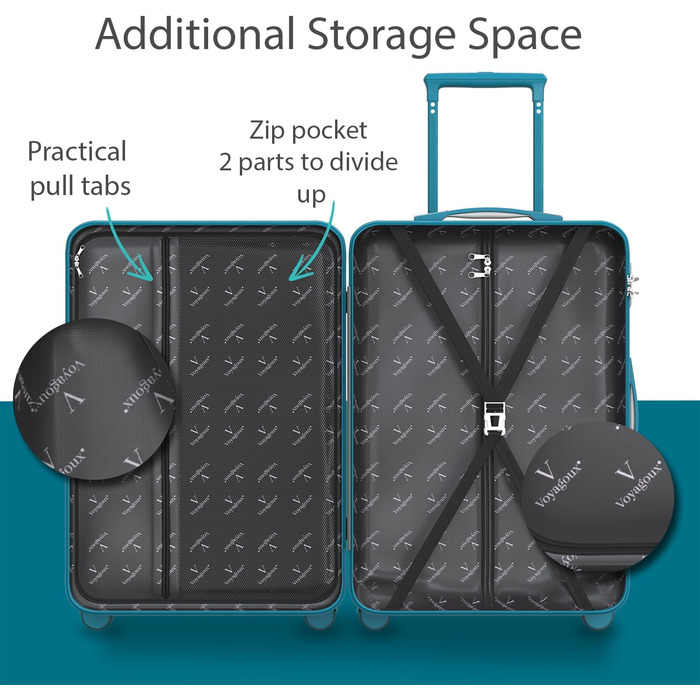 Набір валіз Voyagoux 2 шт. - 40L та 116L, жорсткий корпус, TSA-замок, ABS, 4 колеса 360°, міцний та легкий, рожеве золото та світло-блакитний