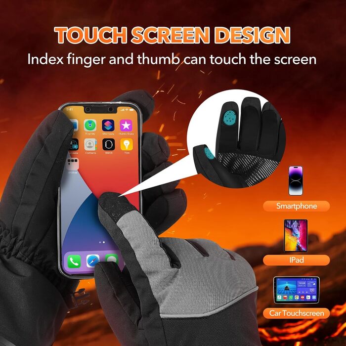 Обогревні рукавички Jkevow для чоловіків та жінок з акумулятором 5V 5000mAh, 3 режими нагріву, для мотоциклів, велосипедів, походів, катання на лижах