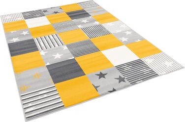 Килимок дитячий та молодіжний Пергам Samba Yellow Grey Star в клітинку, 5 розмірів (120x170 см)