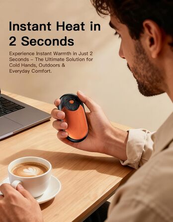 Електричний гріє для рук 2 шт. | Перезарядний кишеньковий гріє з 3 режимами нагріву, 6000mAh. Для жінок, чоловіків, кемпінгу, полювання, гольфу (Помаранчевий)