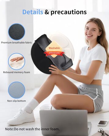 Ортопедична подушка-кільце з ефектом пам'яті для копчика та куксицевого відділу, протигеморройна та протипролежнева подушка для вагітних та реабілітації (Чорна)