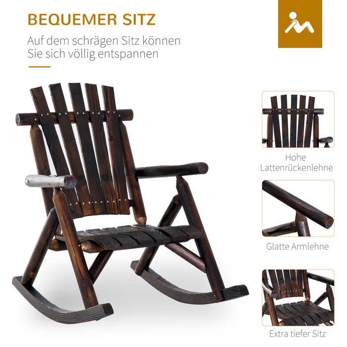 Крісло-гойдалка з підлокітниками, стійке до погодних умов, з масиву вугільного дерева, розмір 97 x 69 x 93 см