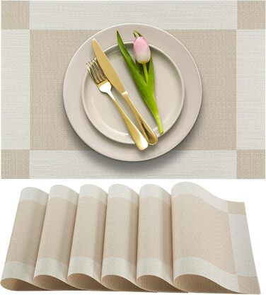 Набори серветок на стіл, 6 шт., сірі, PVC-вініл, миючі, термостійкі, для кухні та їдальні