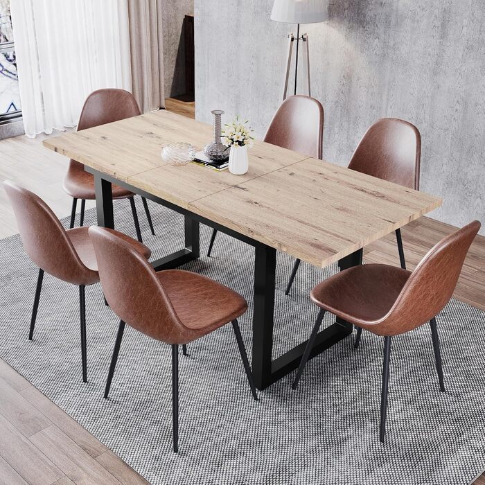 Розсувний обідній стіл Merax, 140/180x80x75 см, білий, металеві ніжки