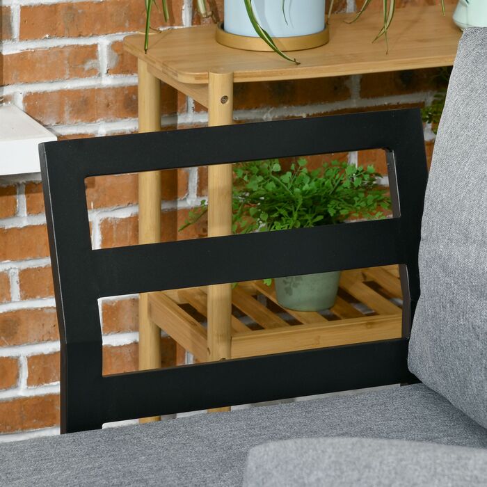 Набір садових меблів на 3 особи для балкона: стільці з подушками, алюмінієвий каркас з імітацією дерева, колір: темно-сірий + натуральний