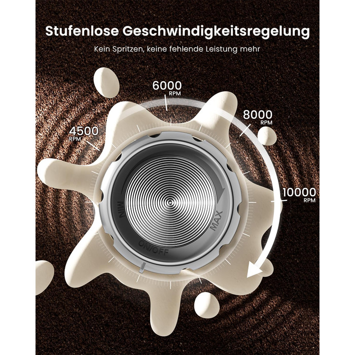 Електричний піноутворювач для молока Maestri House з регулюванням швидкості, знімний металевий вінчик, чорний