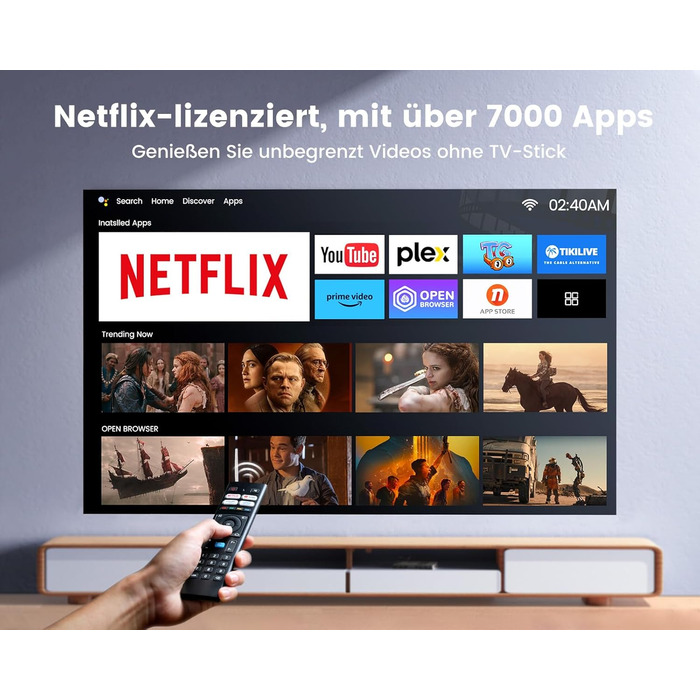 Beamer 4K з автофокусом та корекцією трапеції: проєктор для домашнього кінотеатру та перегляду з телефону (1080p, WiFi6, Bluetooth, Dolby Audio)