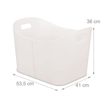 Кошик для зберігання з дерева кольору слонової кістки Relaxdays з штучної шкіри