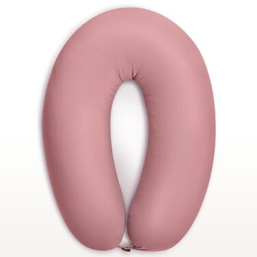 Подушка для годування та вагітності sei Design XXL 190x35 см, ергономічна подушка для сну на боці з чохлом з 100% органічної бавовни (муслін), пастельно-рожева