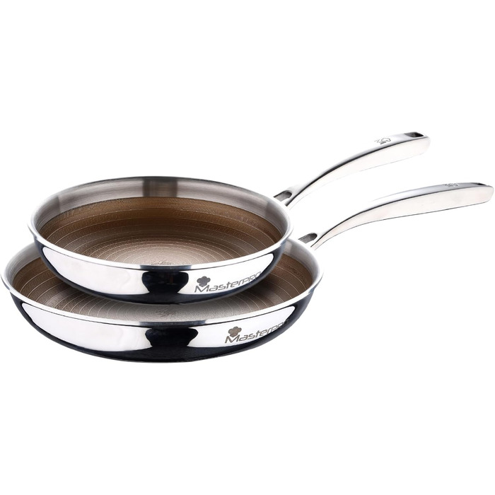 Набір сковорідок MasterPRO GIRO (20+28 см) з антипригарним покриттям ILAG, 3-шаровий, індукційний, для духовки, без PFAS/PFOA/PTFE, з нержавіючою сталею