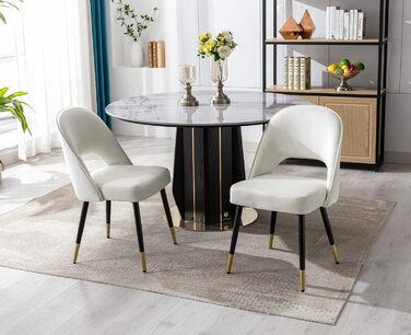 Набір з 2-х м'яких крісел з велюру для вітальні/кухні. Сучасний дизайн, без підлокітників, металеві ніжки (Бежевий)