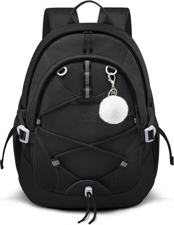 Шкільний рюкзак LOVEVOOK для підлітків, 5 клас, з нагрудною стрічкою, легкий, для дівчаток, 17.3 дюйми (Чорний)