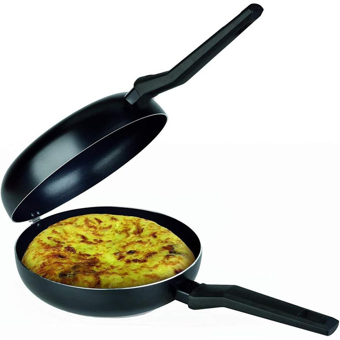 Подвійна сковорода для перевертання картопляного омлету-індукційний чорний-Діаметр 20 см