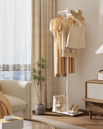 Підлогова вішалка для одягу Metall, стійка вішалка для курток, 175 см, білий колір, 39x26x175 см