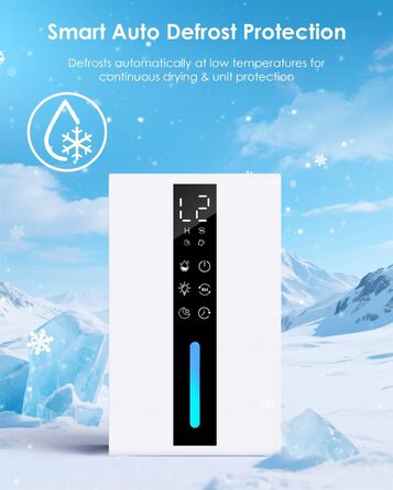 Електричний осушувач повітря з баком для води - 3 швидкості, 2 режими, таймер 48H, авто-стоп, захист від замерзання, для спальні та ванної кімнати (1800 мл)