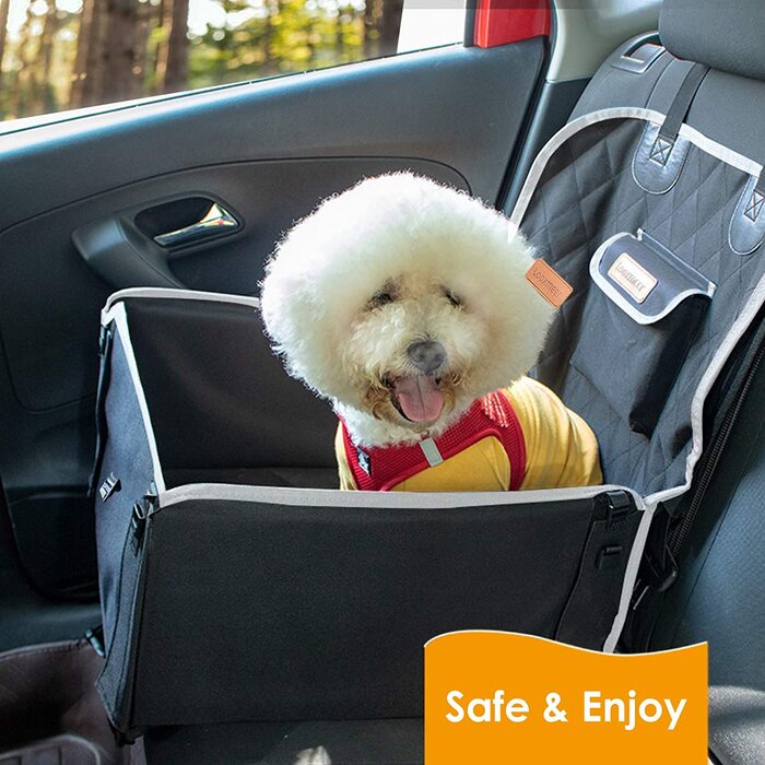 Автомобільне сидіння для собак Looxmeer для маленьких середніх собак переднє сидіння і заднє сидіння, автомобільне сидіння для собак з ременем безпеки, складна ковдра для собак, чохол на автомобільне сидіння переднє сидіння водонепроникний, стійкий до роз