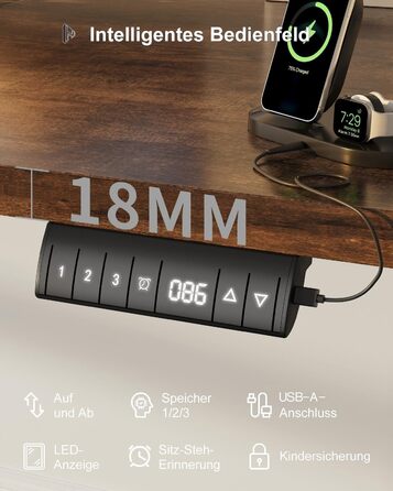 Регульований стіл Homall 200x80 см з USB-портом, електричний, з органайзером для кабелів, пам'ять налаштувань, комп'ютерний стіл