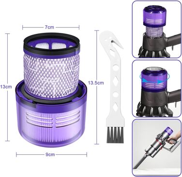 Пакет з 3 фільтрів V10 для Dyson V10 SV12 Cyclone Animal/Absolute, запасна частина DY-969082-01