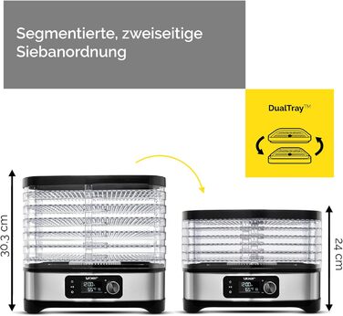 Дорівка для продуктів VitaSave FD01S з нержавіючої сталі, 450W, 6 ящиків, 9 аксесуарів, 4725 см², таймер 24 год, LED-дисплей, BPA-free, для фруктів та сухофруктів