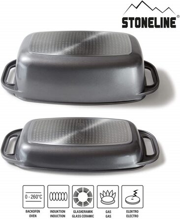 Жаровня Stoneline Індукційна 40 x 22 см, 5,6 л, жаровня з кришкою підходить для духовки, кришка підходить для використання в якості форми для запікання, лиття з алюмінієвого сплаву
