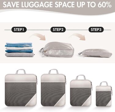Набір органайзерів для валізи та рюкзака 10 предметів, компресійні сумки для одягу та речей у подорож, чорний