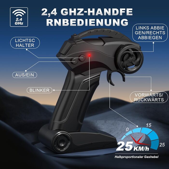 RC Дрифт Автомобіль 1:24 Mini 4WD 2.4GHz, 25 км/год, LED підсвічування, Подарунок для хлопчиків від 6 років