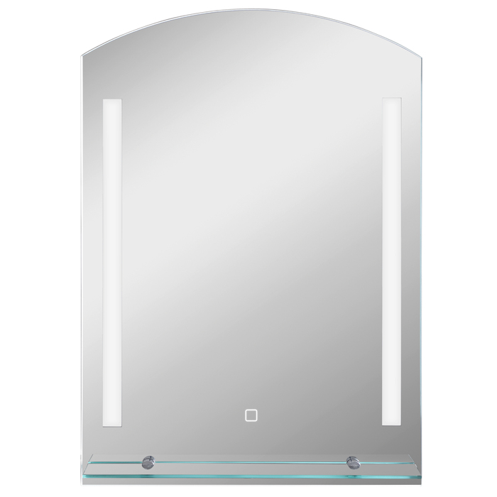 Дзеркало для ванної кімнати з LED-підсвіткою, елегантне та високоякісне. Виготовлене зі скла, алюмінію та пластику. Розміри: 50 см (Ш) x 12 см (Г) x 70 см (В).